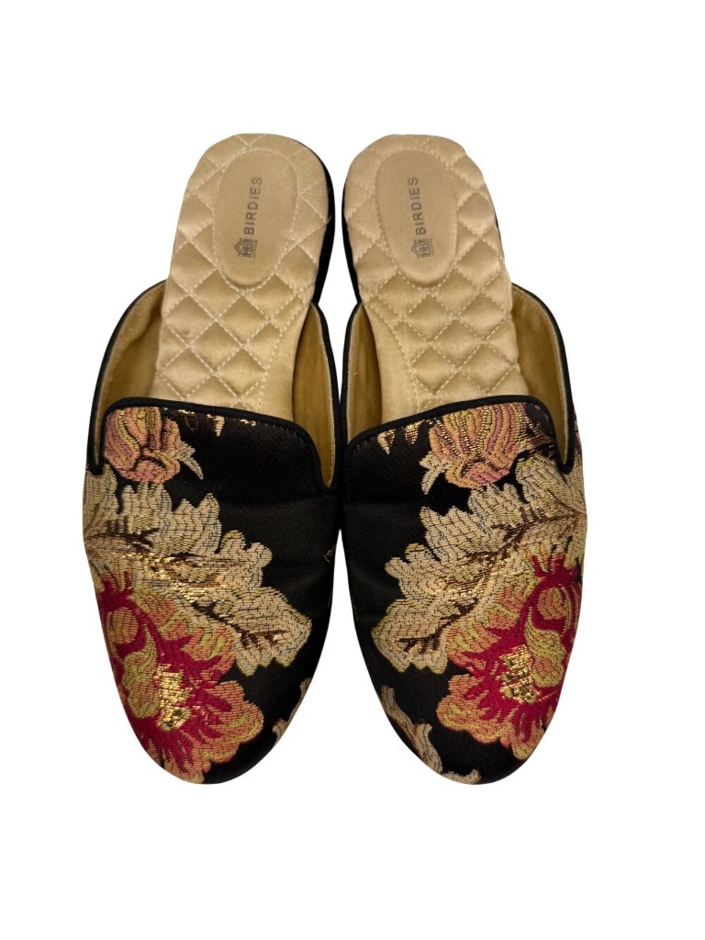 Birdies The Phoebe Black/Multicolor Floral Jacquard Mules Women's size 8